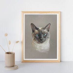 Ein echter Hingucker an der Wand: Eine Katzenportät-Zeichnung