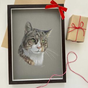 Eine Katzenportrait-Zeichnung ist eine tolle Geschenkidee